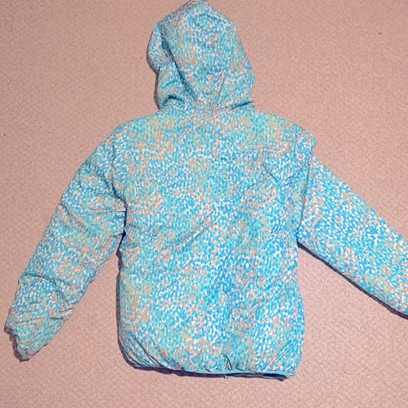 The North Face reversible turquoise puffer ski jacket girls 10 - Picture 8 of 11